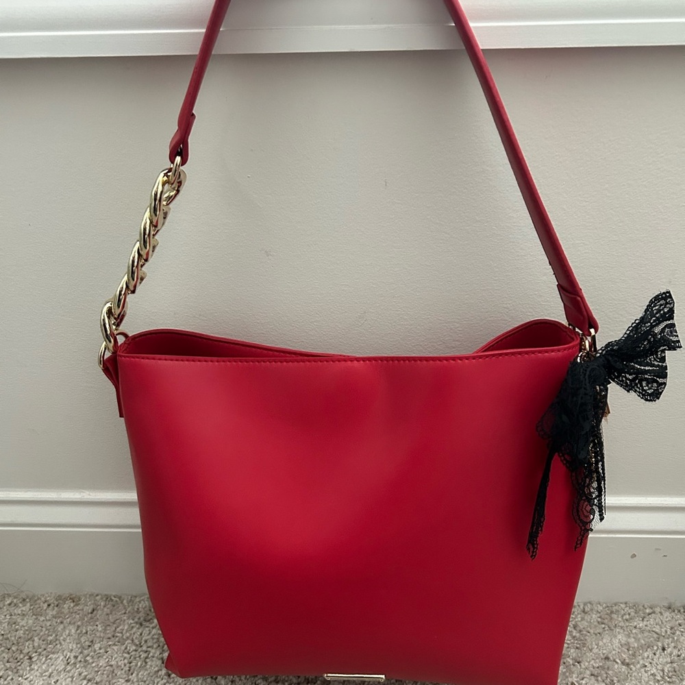 Madden Girl Red Shoulder Bag with Gold Chain